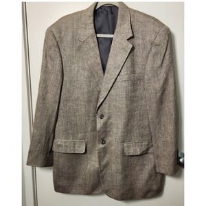 Macy's Savile Row Men's 40R 100% Silk Herringbone Beige Single Breast Sport Coat